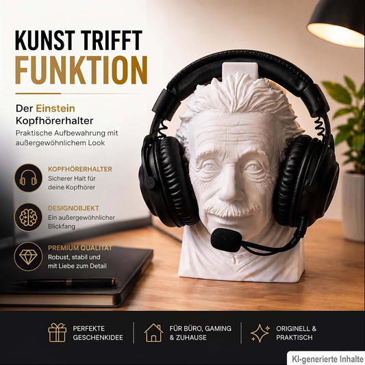 Einstein Kopfhörerhalter – Headset-Ständer & Schreibtisch-Deko im Wissenschaftler-Design