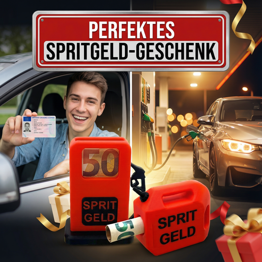 R-Satz Shop Spritgeld Geldgeschenk Verpackung – 3D Tanksäule & Kanister – Kreative Geschenkidee für Tankgutscheine, Führerschein, Auto, Freunde oder Geburtstag