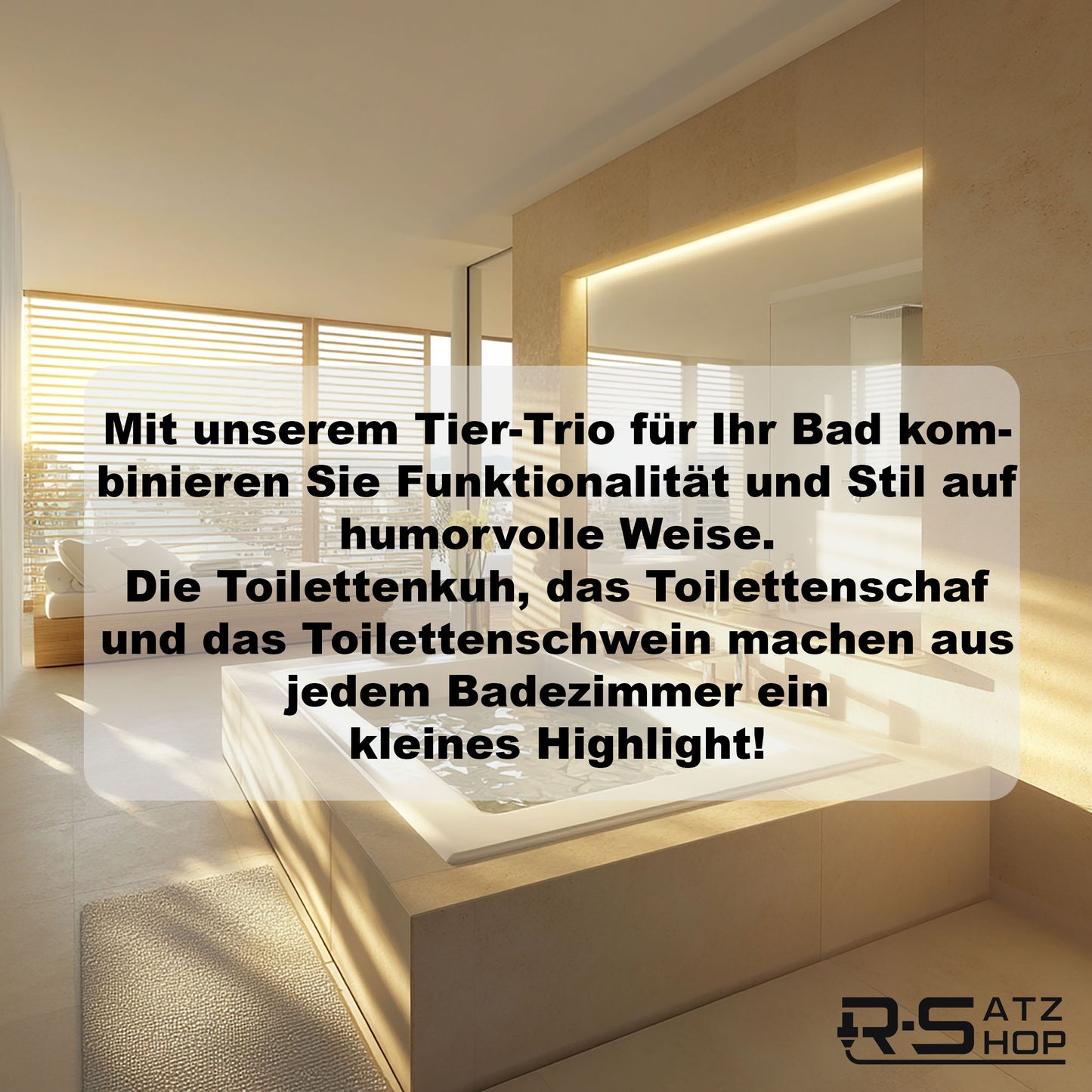 Toilettenpapierhalter Schaf, Schwein & Kuh (3er Set) - Toilettenschaf stehend, Klorollenhalter ohne Bohren, Klopapierhalter Tiermotive als Aufbewahrung oder als Geschenk - Made by R-Satz Shop
