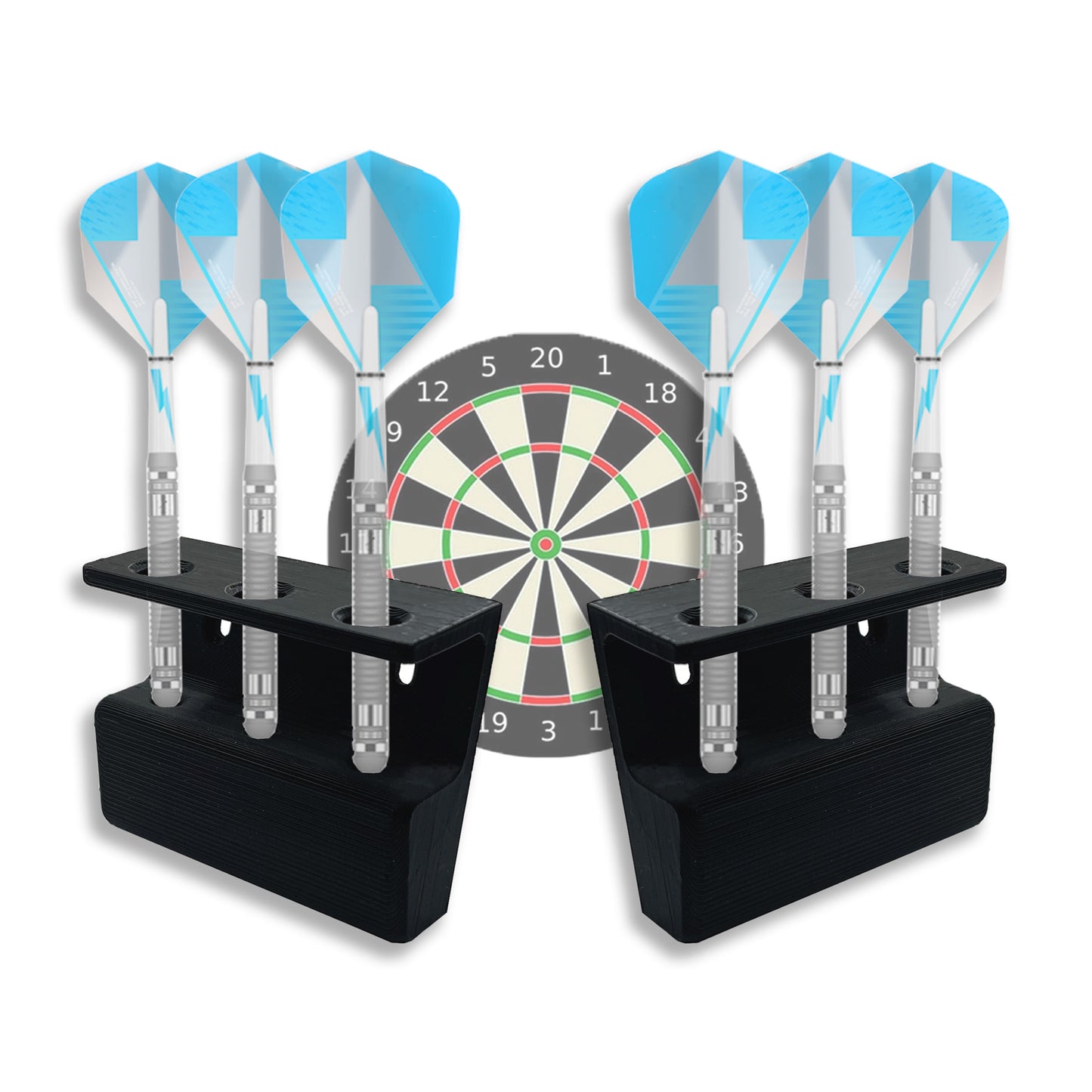 Dartpfeil Halterung Wand Set 3 Pfeile Stahl & Softdarts, Aufbewahrung, Pfeilhalter, Ständer, Zubehör für jede Dartscheibe - made by R-Satz Shop