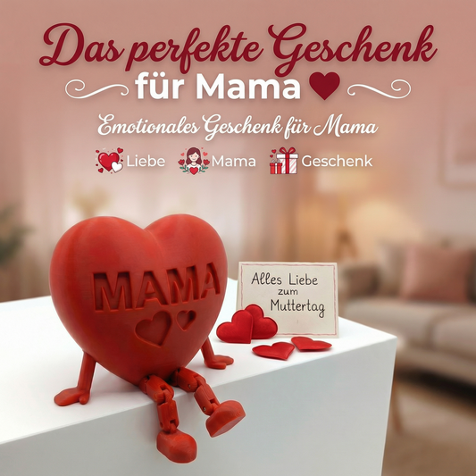 Muttertagsgeschenk Herz Deko mit beweglichen Beinen – Süße „Mama“ 3D Figur