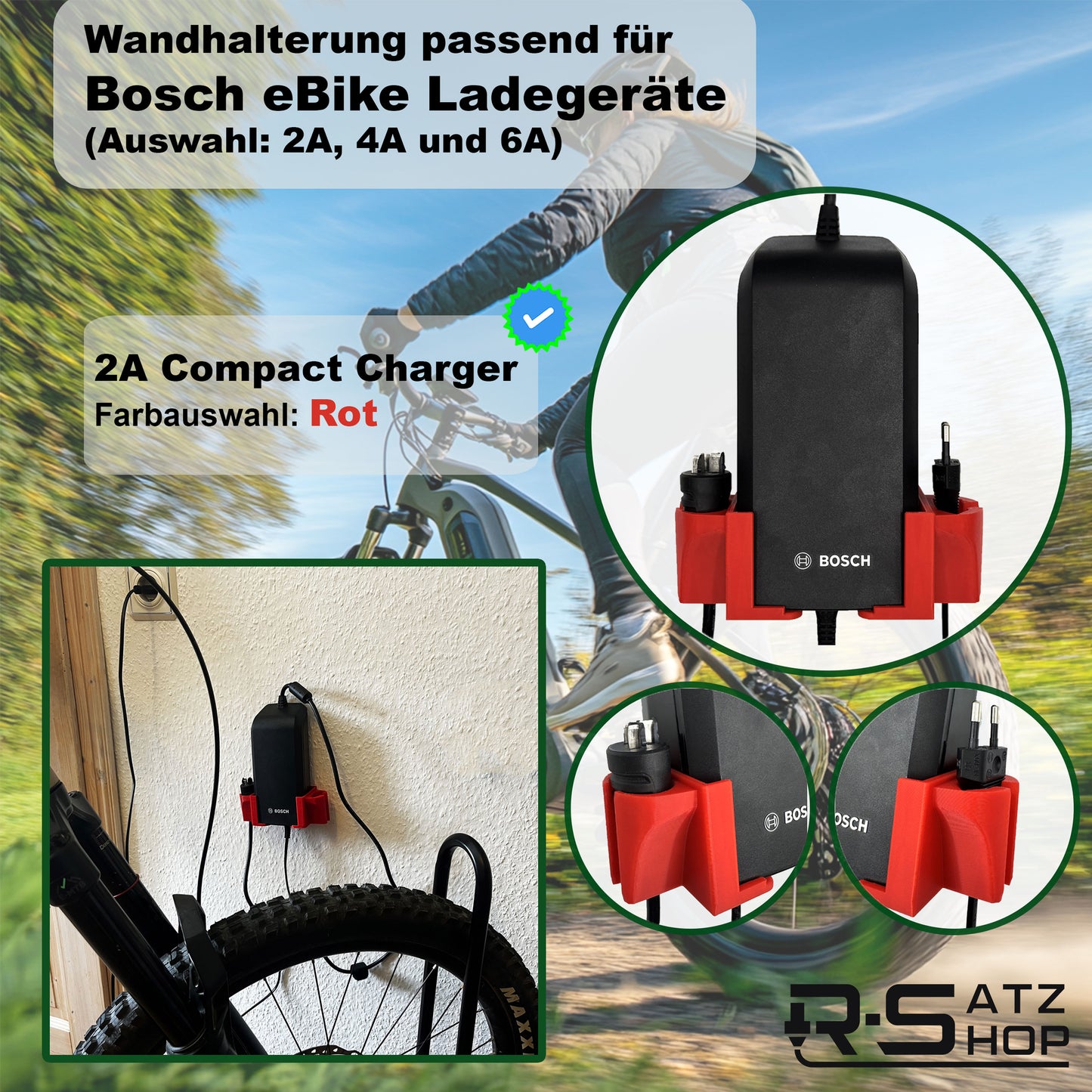 R-Satz Shop Wandhalterung passend für Bosch e-Bike Ladegerät