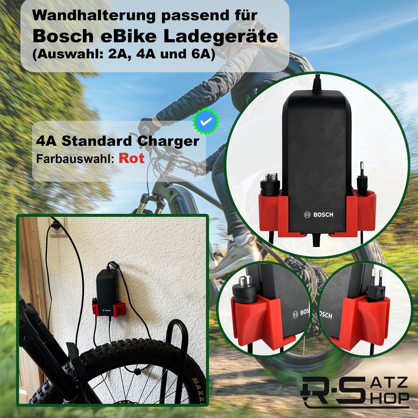 R-Satz Shop Wandhalterung passend für Bosch e-Bike Ladegerät