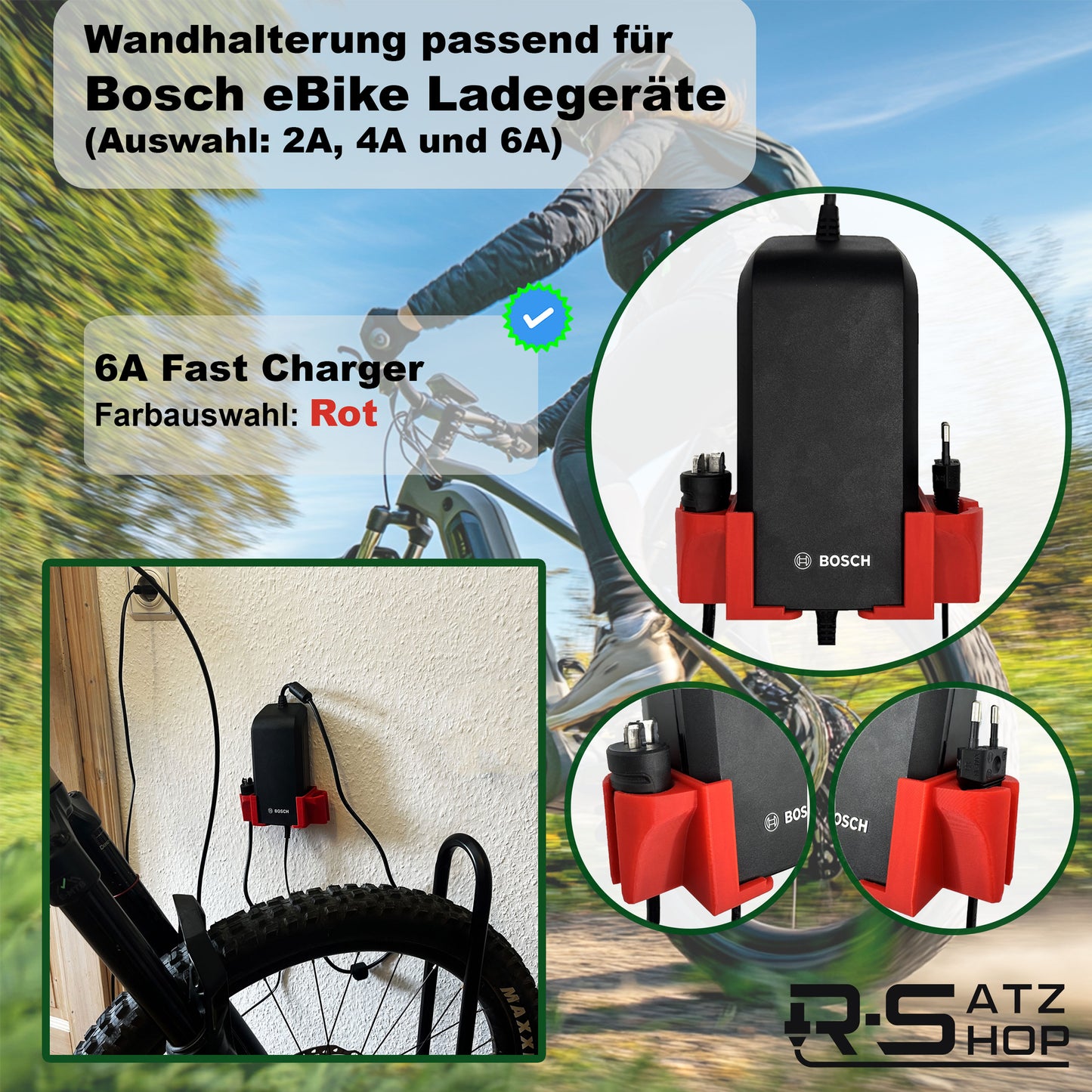 R-Satz Shop Wandhalterung passend für Bosch e-Bike Ladegerät