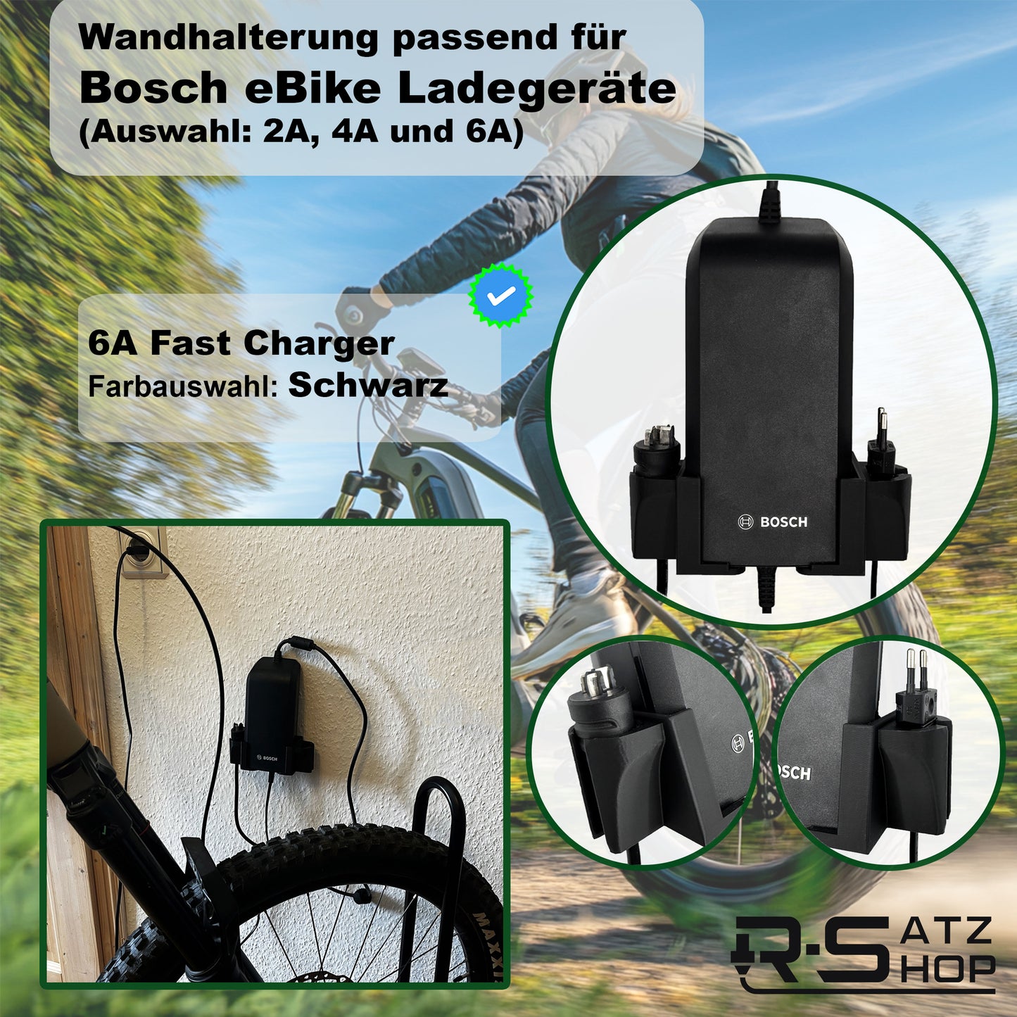 R-Satz Shop Wandhalterung passend für Bosch e-Bike Ladegerät