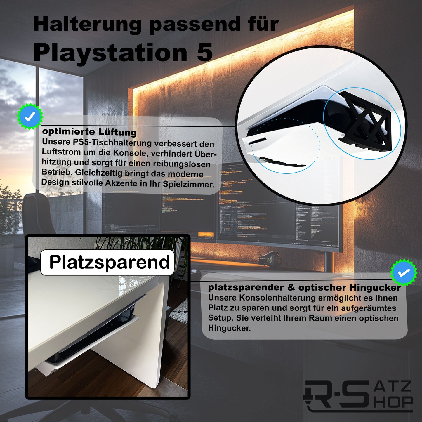 R-Satz Shop Tisch Halterung passend für Playstation 5