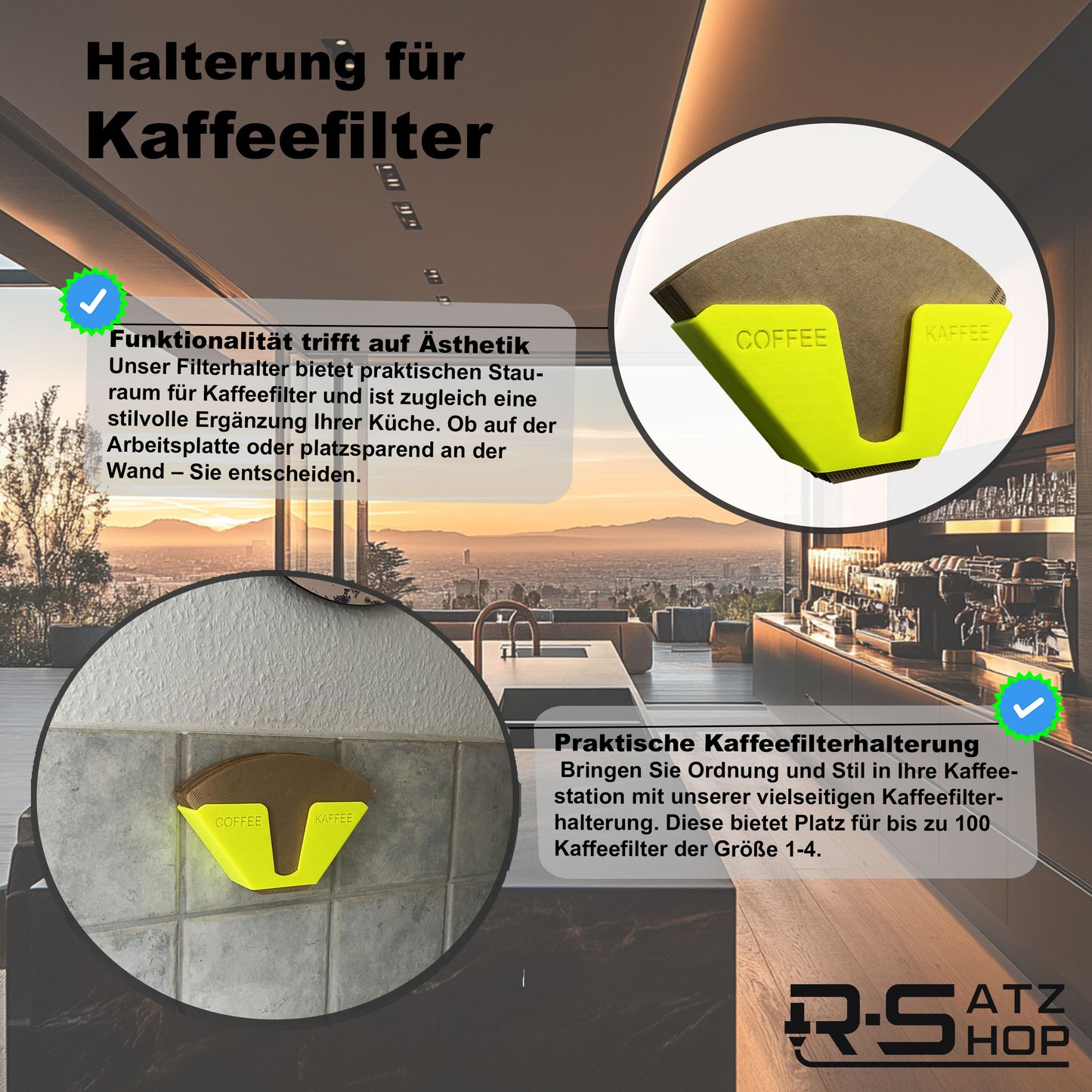 R-Satz Shop Kaffeefilterhalter Ständer für Kaffeefilter Aufbewahrung Wandhalter Papierfilter
