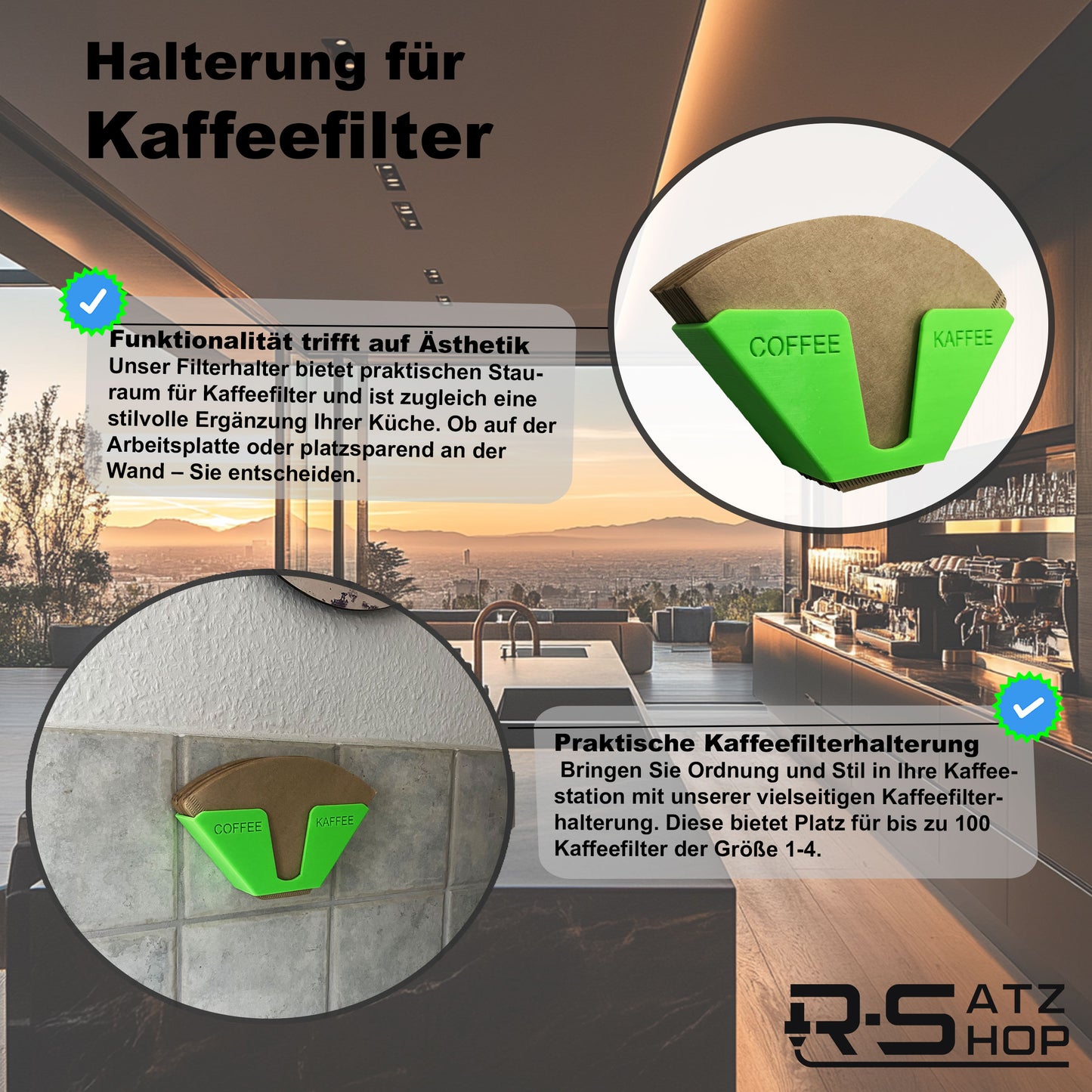 R-Satz Shop Kaffeefilterhalter Ständer für Kaffeefilter Aufbewahrung Wandhalter Papierfilter