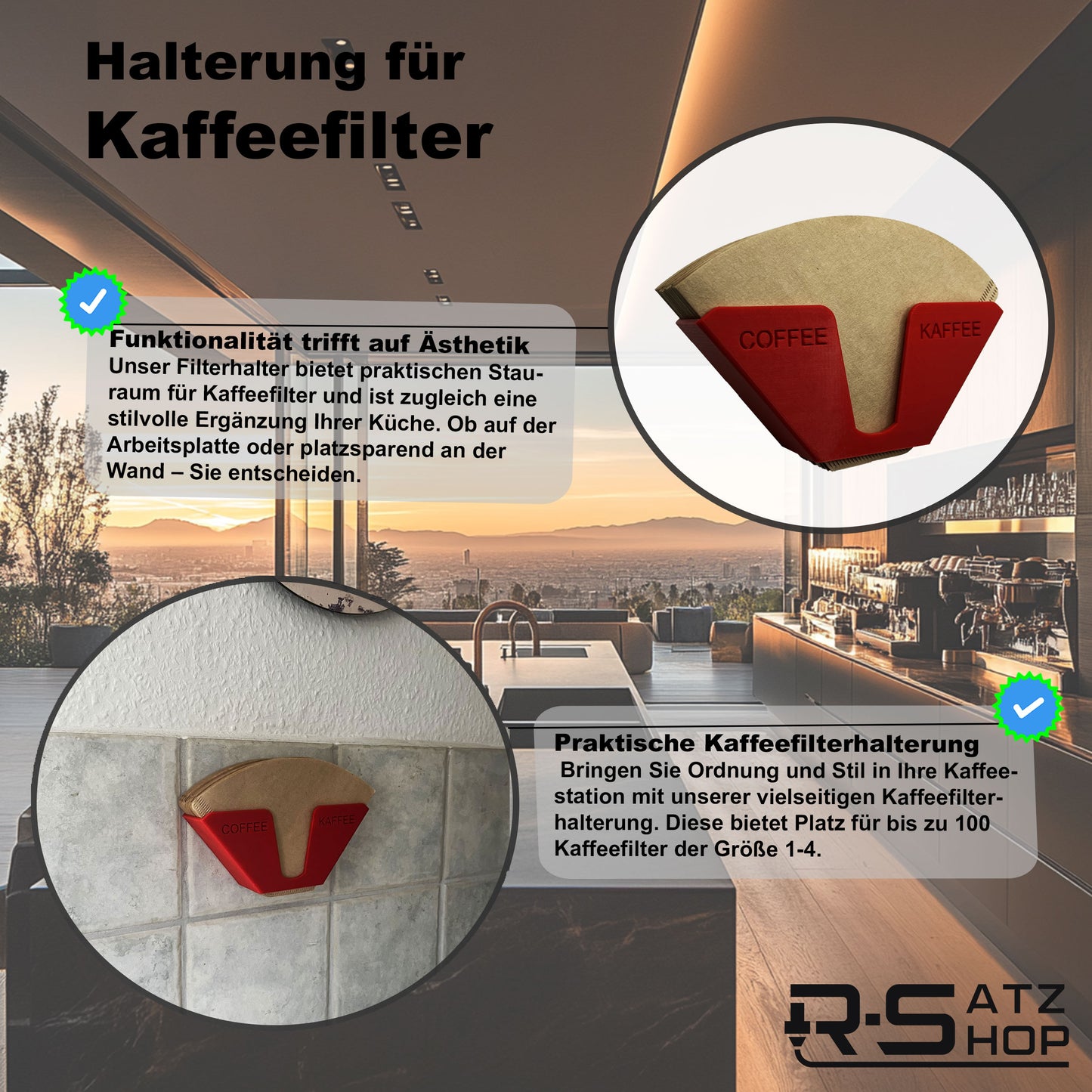 R-Satz Shop Kaffeefilterhalter Ständer für Kaffeefilter Aufbewahrung Wandhalter Papierfilter