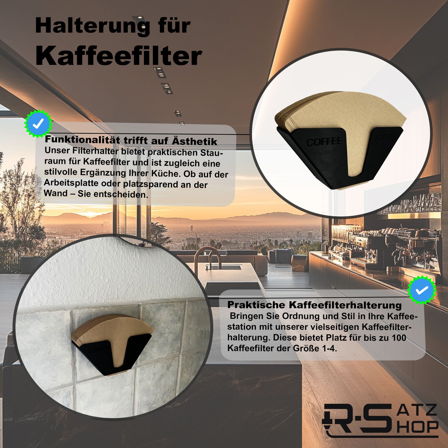 R-Satz Shop Kaffeefilterhalter Ständer für Kaffeefilter Aufbewahrung Wandhalter Papierfilter