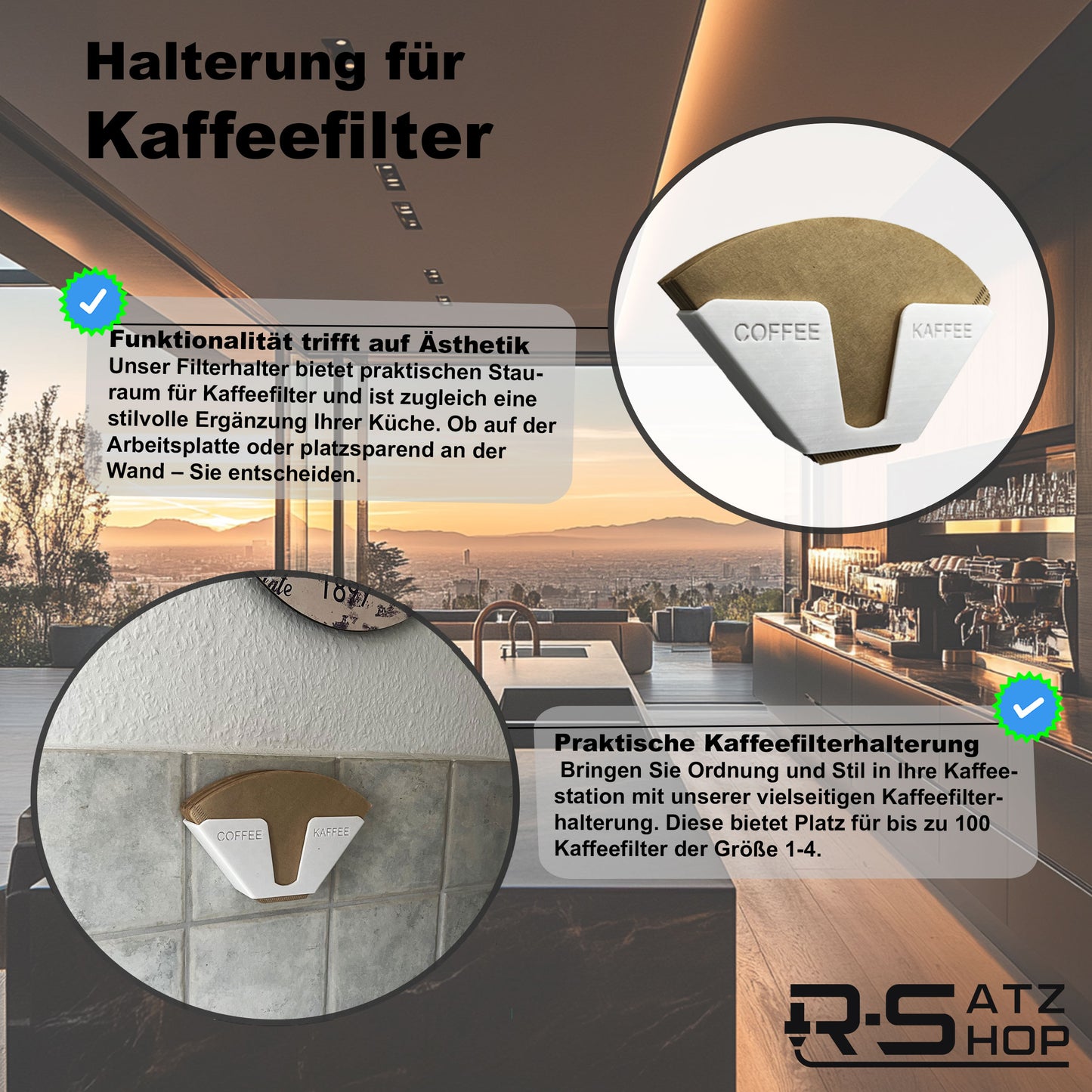 R-Satz Shop Kaffeefilterhalter Ständer für Kaffeefilter Aufbewahrung Wandhalter Papierfilter