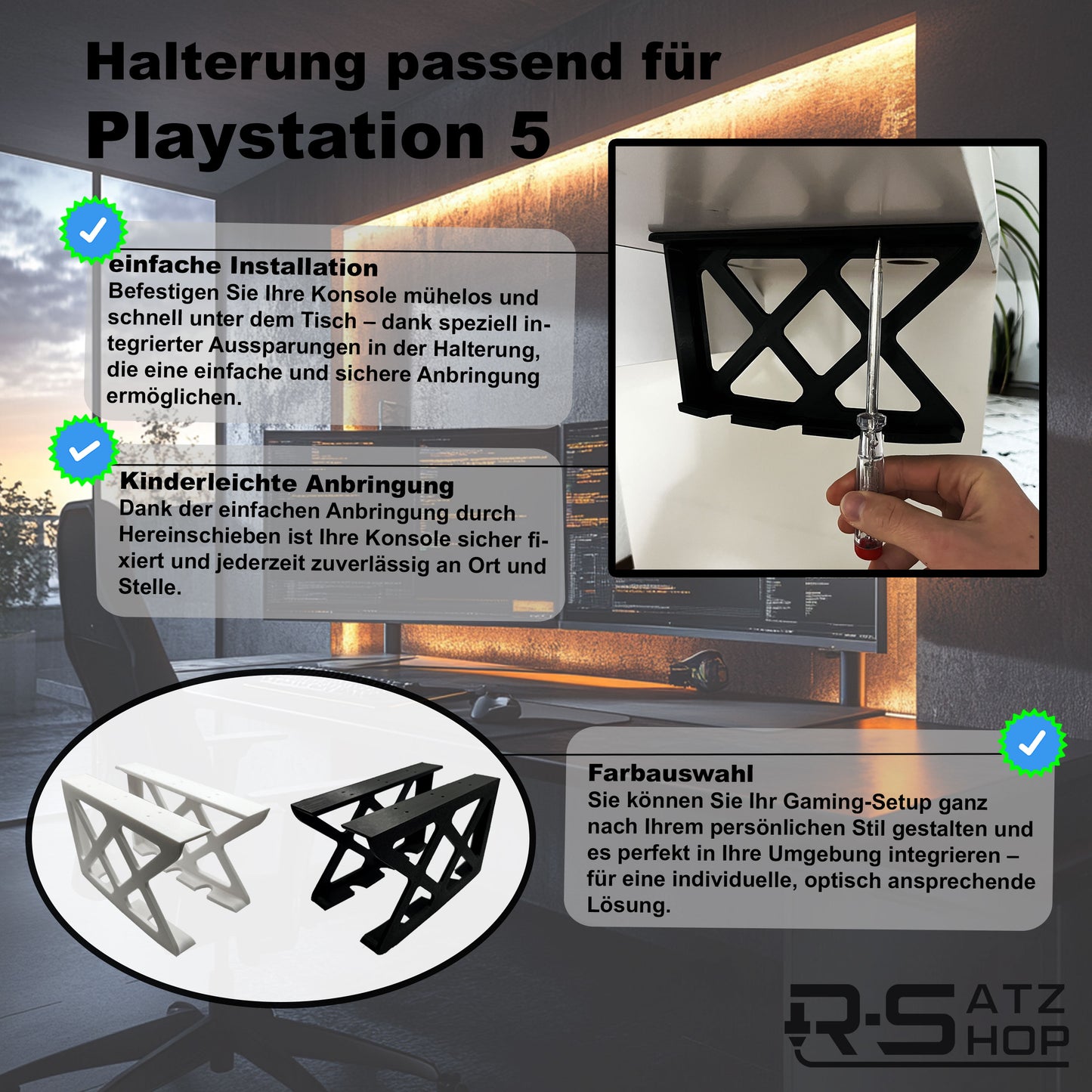 R-Satz Shop Tisch Halterung passend für Playstation 5