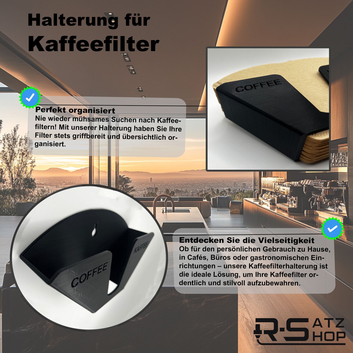 R-Satz Shop Kaffeefilterhalter Ständer für Kaffeefilter Aufbewahrung Wandhalter Papierfilter