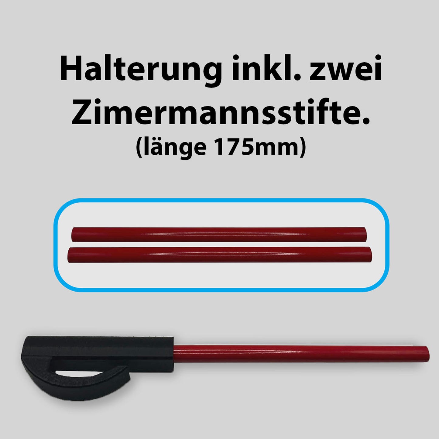 Zimmermannsstift Halterung inkl. 2 Bleistifte - Halter passend für Handwerker Velux Stift - made by R-Satz Shop