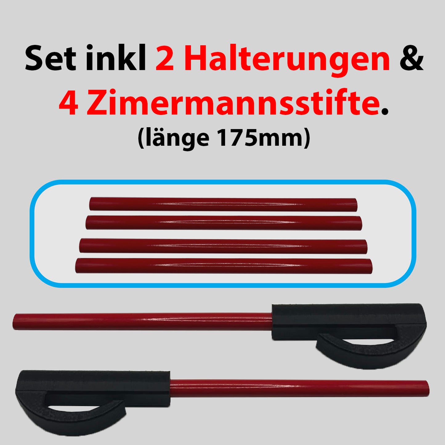 Zimmermannsstift Halterung inkl. 2 Bleistifte - Halter passend für Handwerker Velux Stift - made by R-Satz Shop