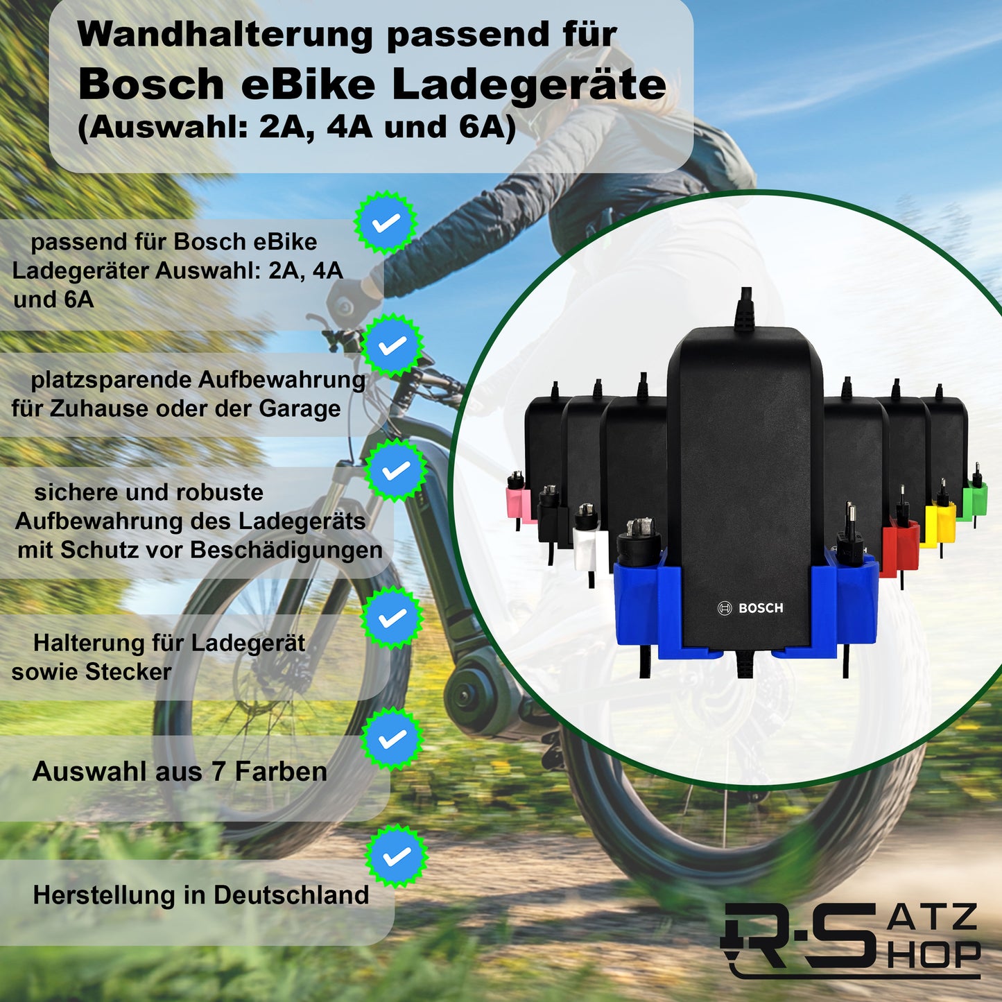 R-Satz Shop Wandhalterung passend für Bosch e-Bike Ladegerät