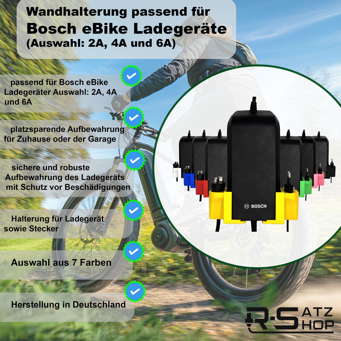R-Satz Shop Wandhalterung passend für Bosch e-Bike Ladegerät