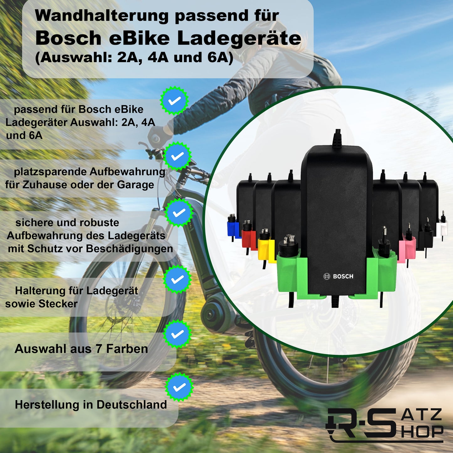 R-Satz Shop Wandhalterung passend für Bosch e-Bike Ladegerät