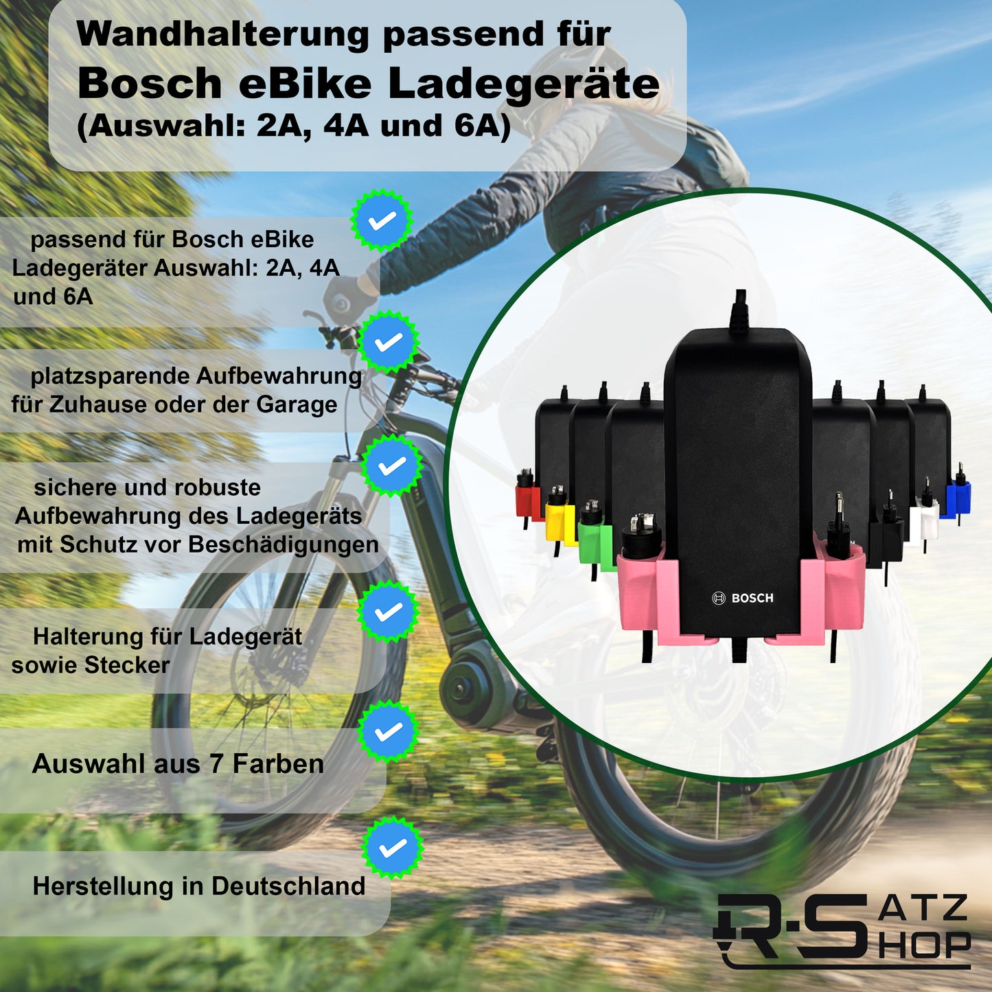 R-Satz Shop Wandhalterung passend für Bosch e-Bike Ladegerät