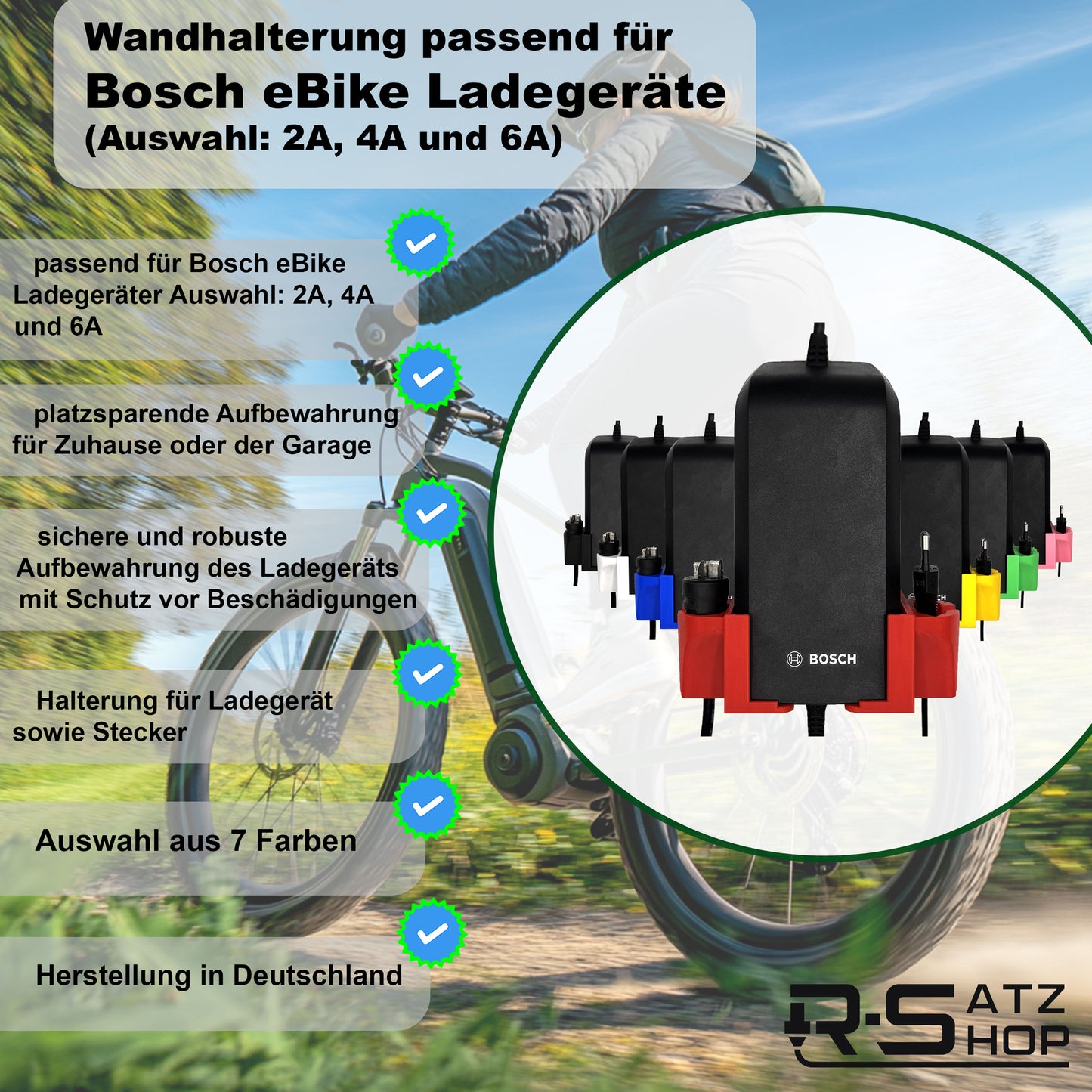 R-Satz Shop Wandhalterung passend für Bosch e-Bike Ladegerät