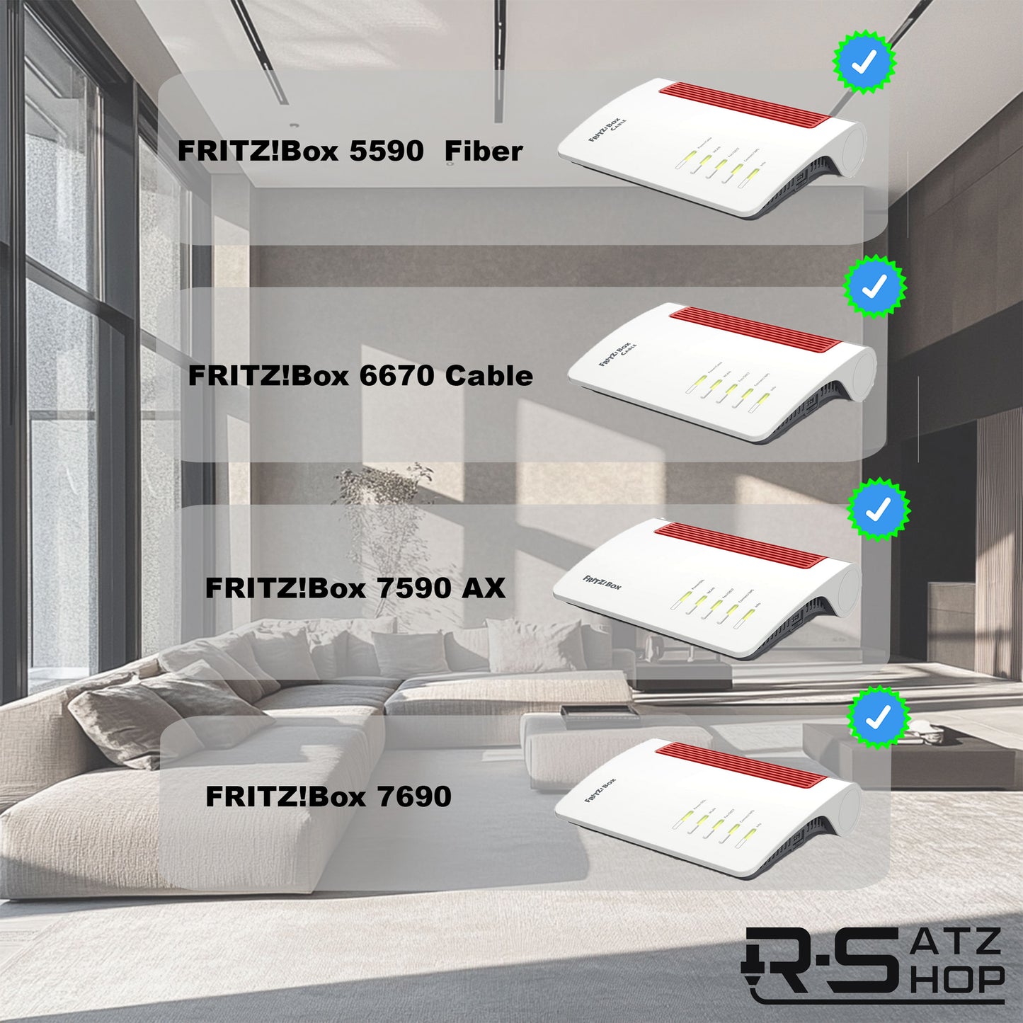 R-Satz Shop Standfuß Ständer passend für Fritzbox 5590 Fiber, 6670 Cable, 7590 AX und 7690 (2er Set)