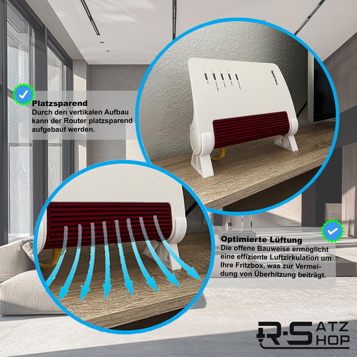R-Satz Shop Standfuß Ständer passend für Fritzbox 5590 Fiber, 6670 Cable, 7590 AX und 7690 (2er Set)