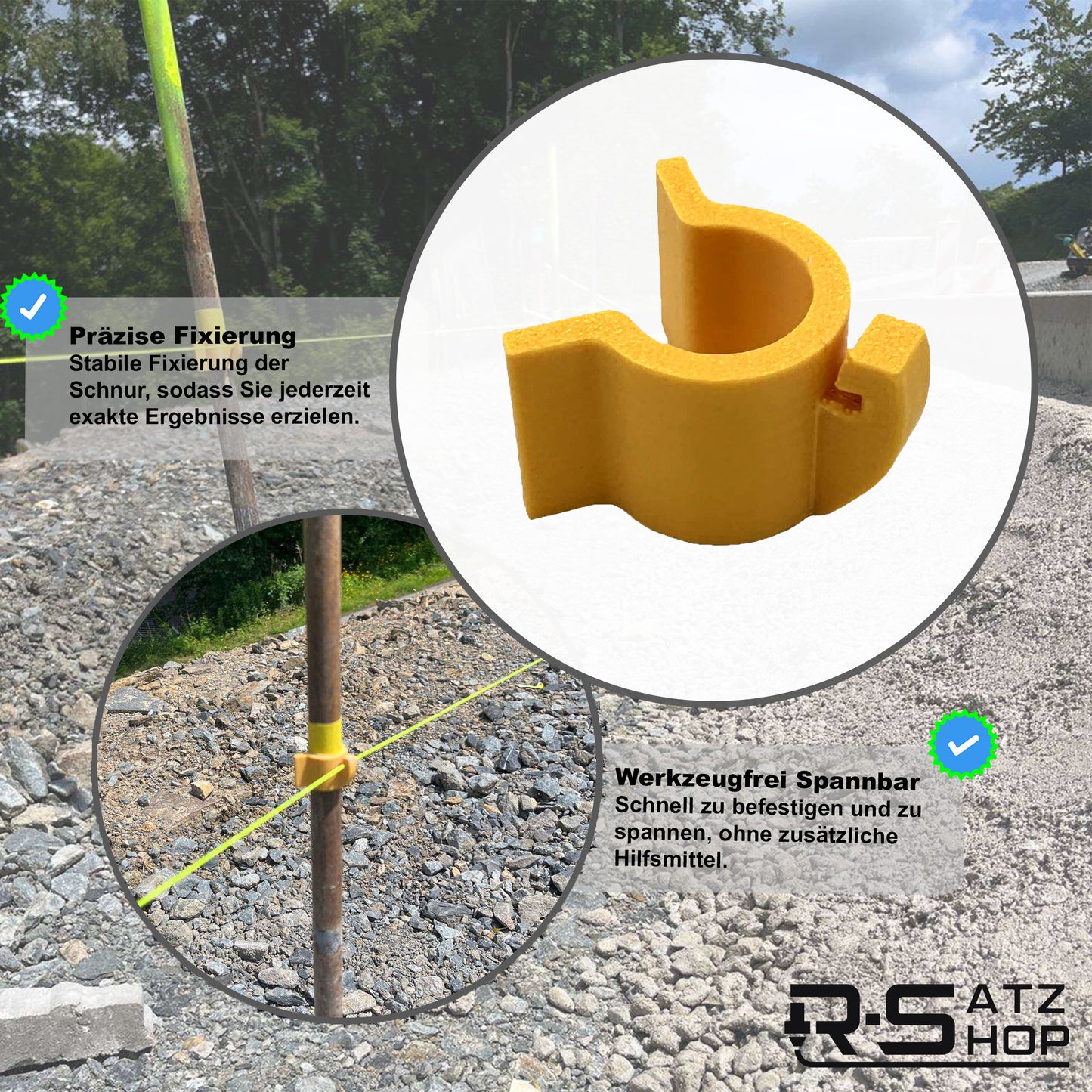 Schnurhalter in Verwendung – Stabiler Schnurfixierer für gerade Linien beim Gartenbau, Pflasterarbeiten und Zaunbau