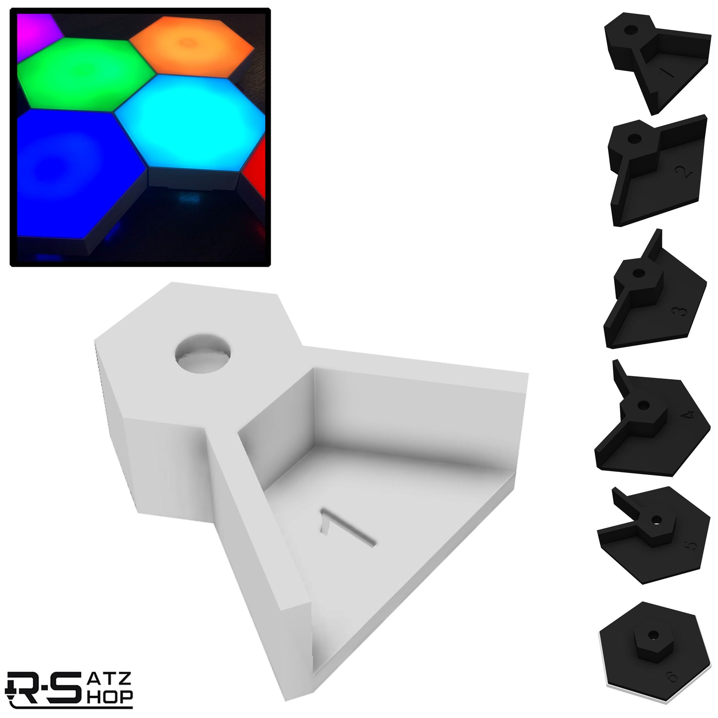 R-Satz Shop Wandhalterung passend für Nanoleaf Aurora Halterung Schwarz/Weiß Deckenhalter (1.Gen)