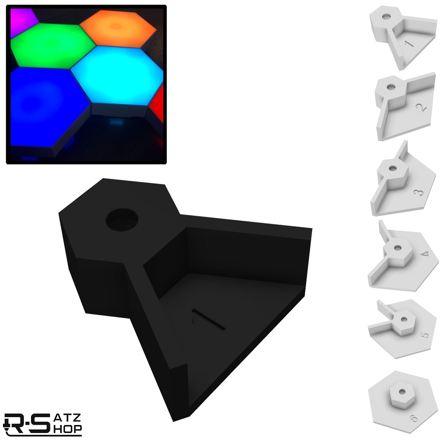 R-Satz Shop Wandhalterung passend für Nanoleaf Aurora Halterung Schwarz/Weiß Deckenhalter (1.Gen)