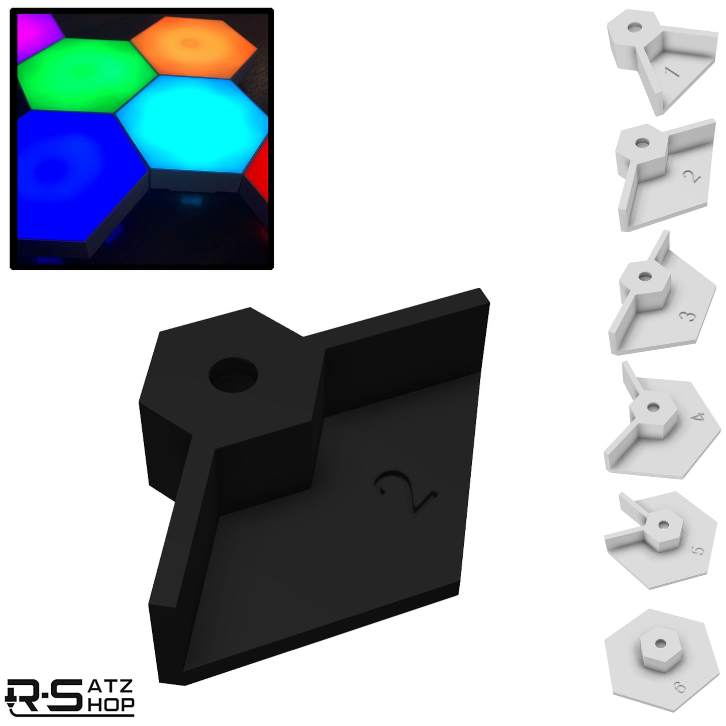 R-Satz Shop Wandhalterung passend für Nanoleaf Aurora Halterung Schwarz/Weiß Deckenhalter (1.Gen)