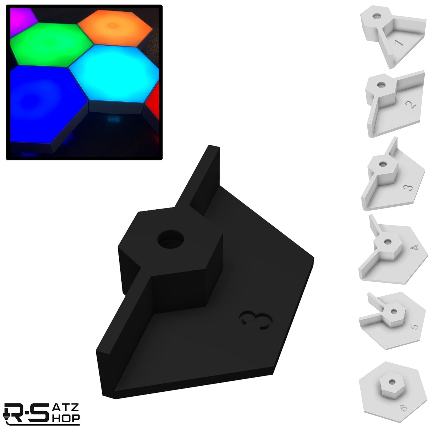 R-Satz Shop Wandhalterung passend für Nanoleaf Aurora Halterung Schwarz/Weiß Deckenhalter (1.Gen)