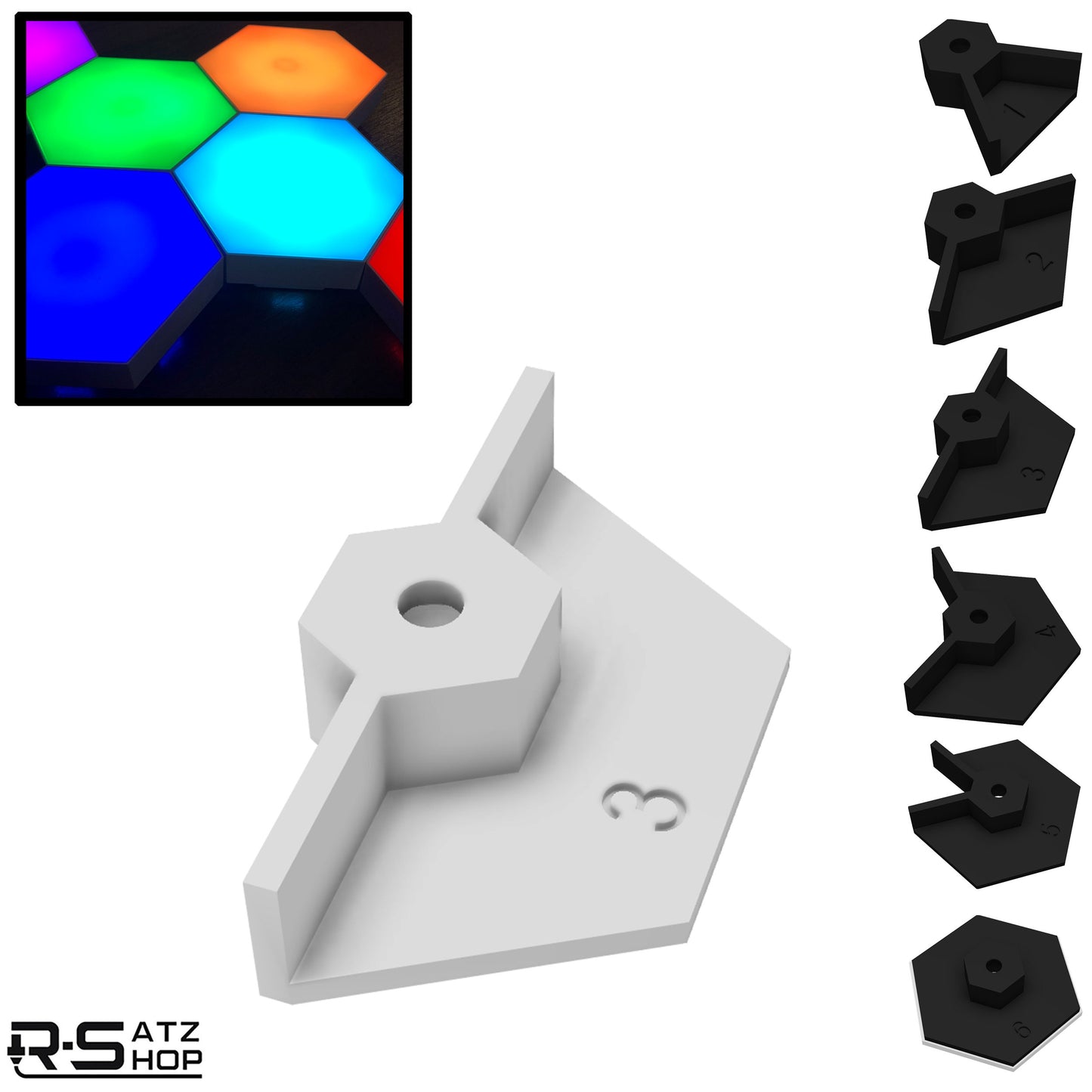 R-Satz Shop Wandhalterung passend für Nanoleaf Aurora Halterung Schwarz/Weiß Deckenhalter (1.Gen)