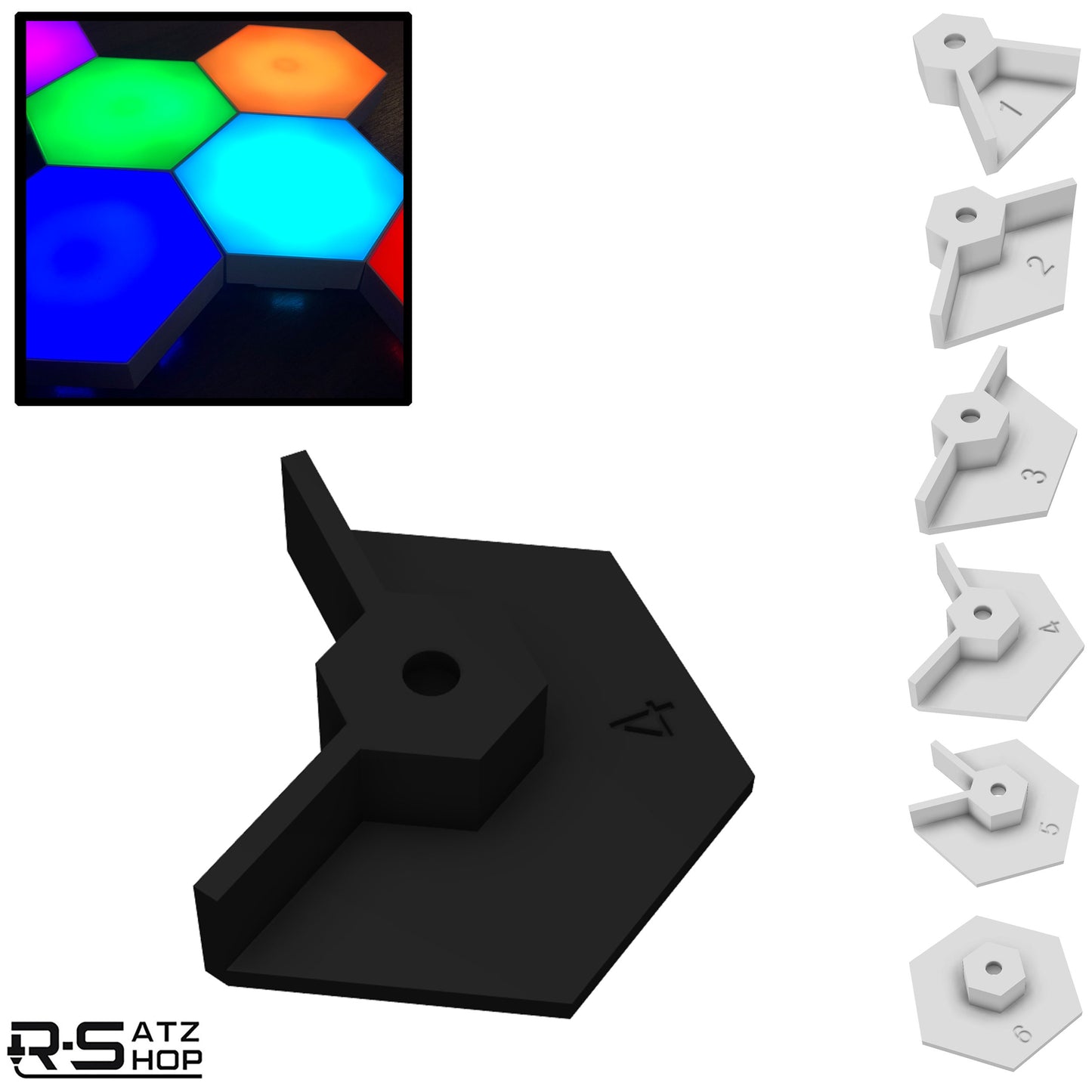 R-Satz Shop Wandhalterung passend für Nanoleaf Aurora Halterung Schwarz/Weiß Deckenhalter (1.Gen)
