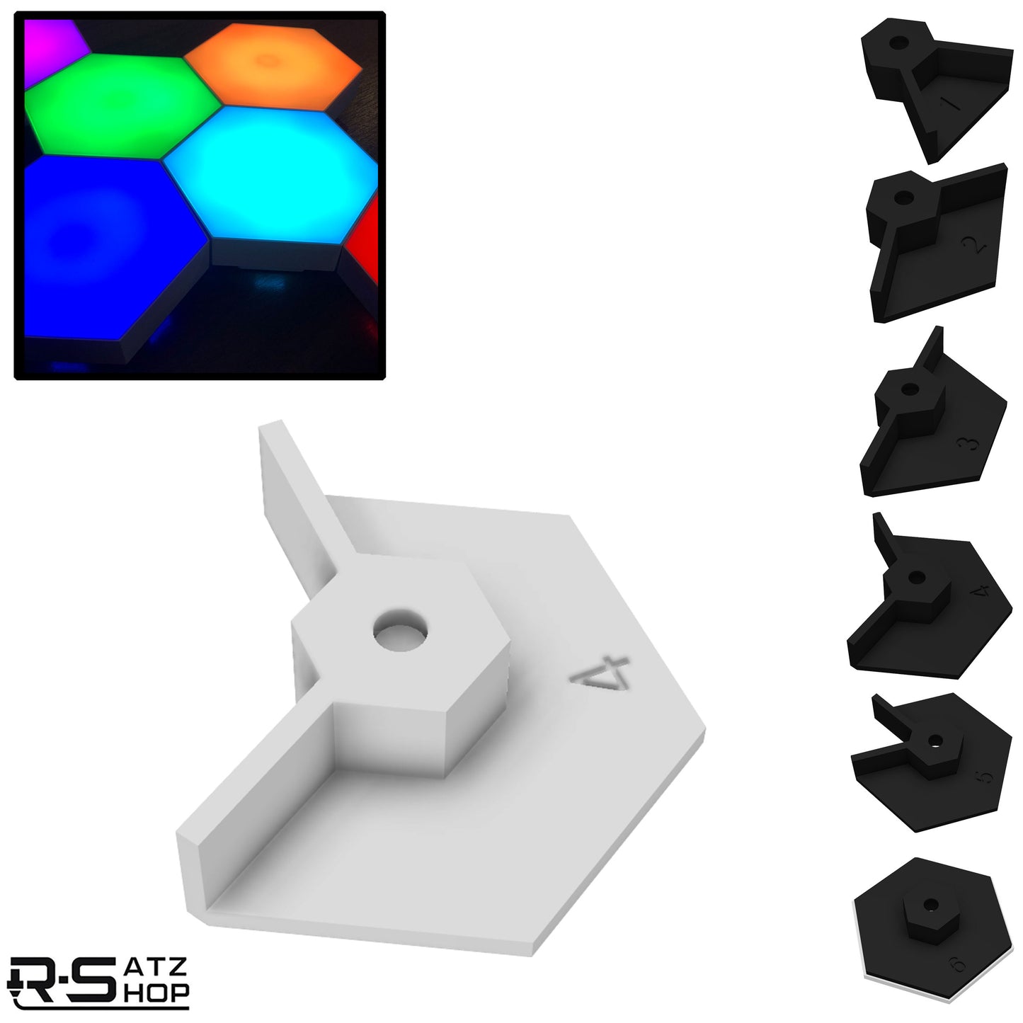 R-Satz Shop Wandhalterung passend für Nanoleaf Aurora Halterung Schwarz/Weiß Deckenhalter (1.Gen)