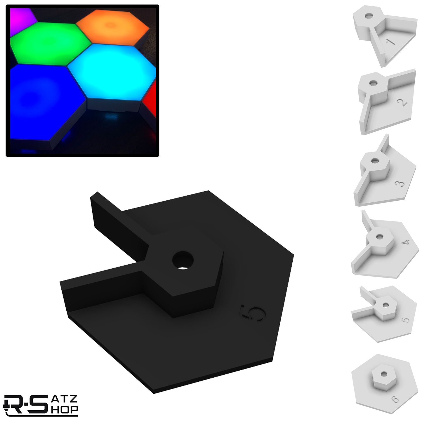 R-Satz Shop Wandhalterung passend für Nanoleaf Aurora Halterung Schwarz/Weiß Deckenhalter (1.Gen)