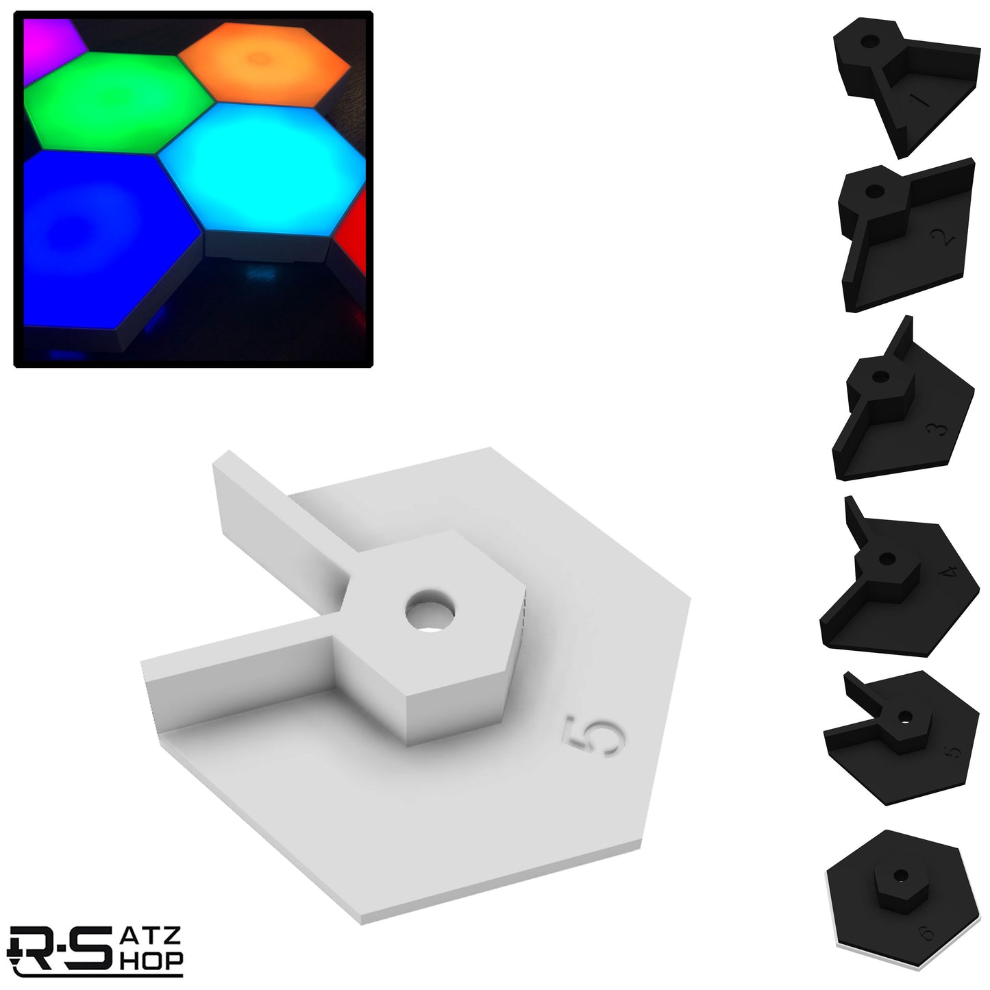 R-Satz Shop Wandhalterung passend für Nanoleaf Aurora Halterung Schwarz/Weiß Deckenhalter (1.Gen)