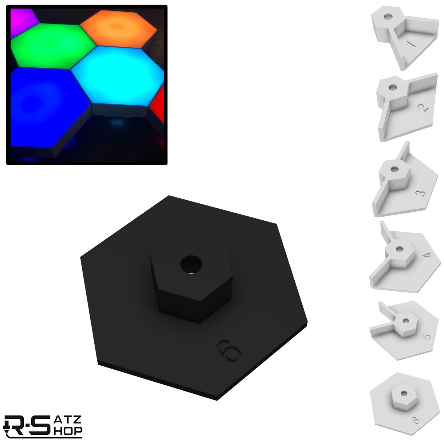 R-Satz Shop Wandhalterung passend für Nanoleaf Aurora Halterung Schwarz/Weiß Deckenhalter (1.Gen)