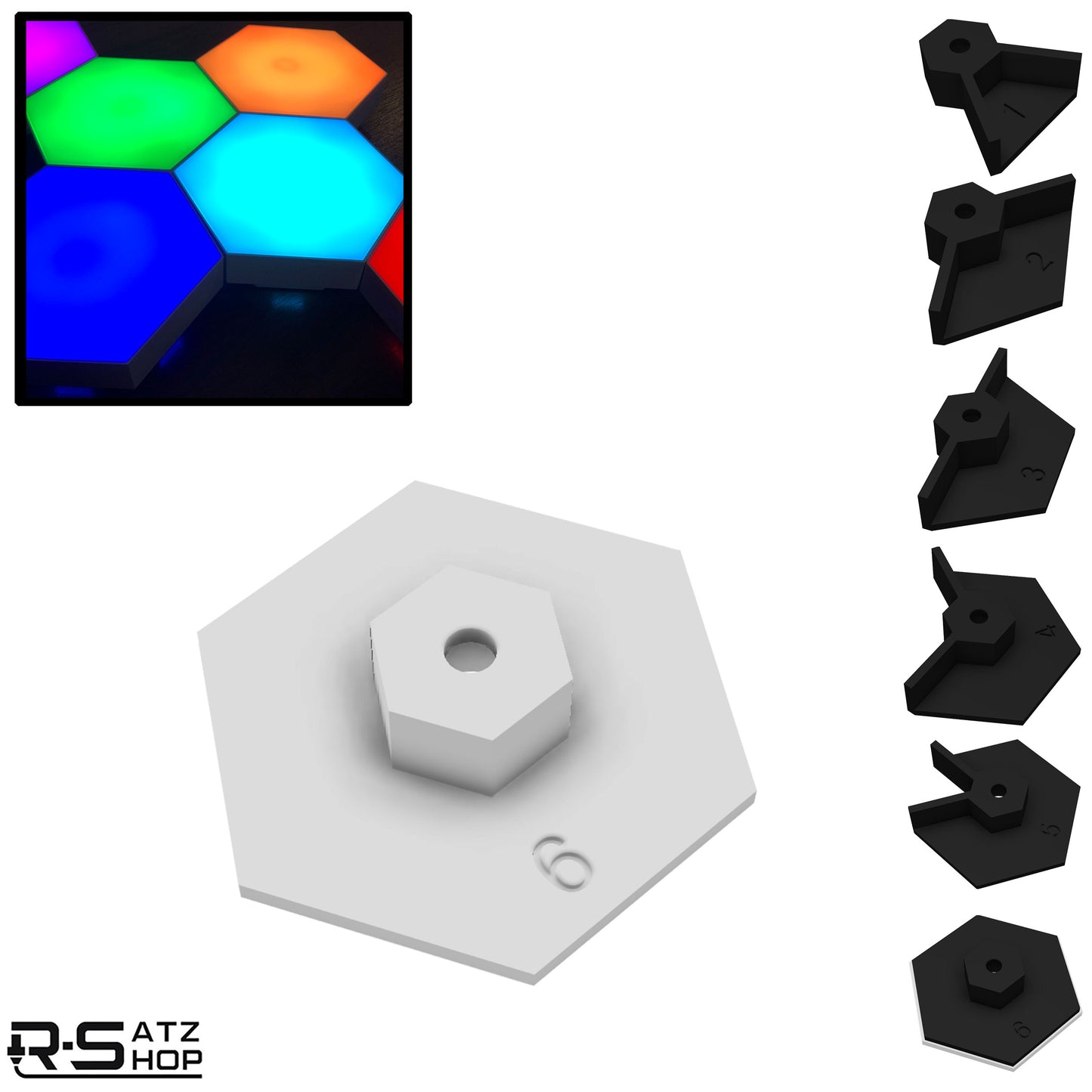 R-Satz Shop Wandhalterung passend für Nanoleaf Aurora Halterung Schwarz/Weiß Deckenhalter (1.Gen)