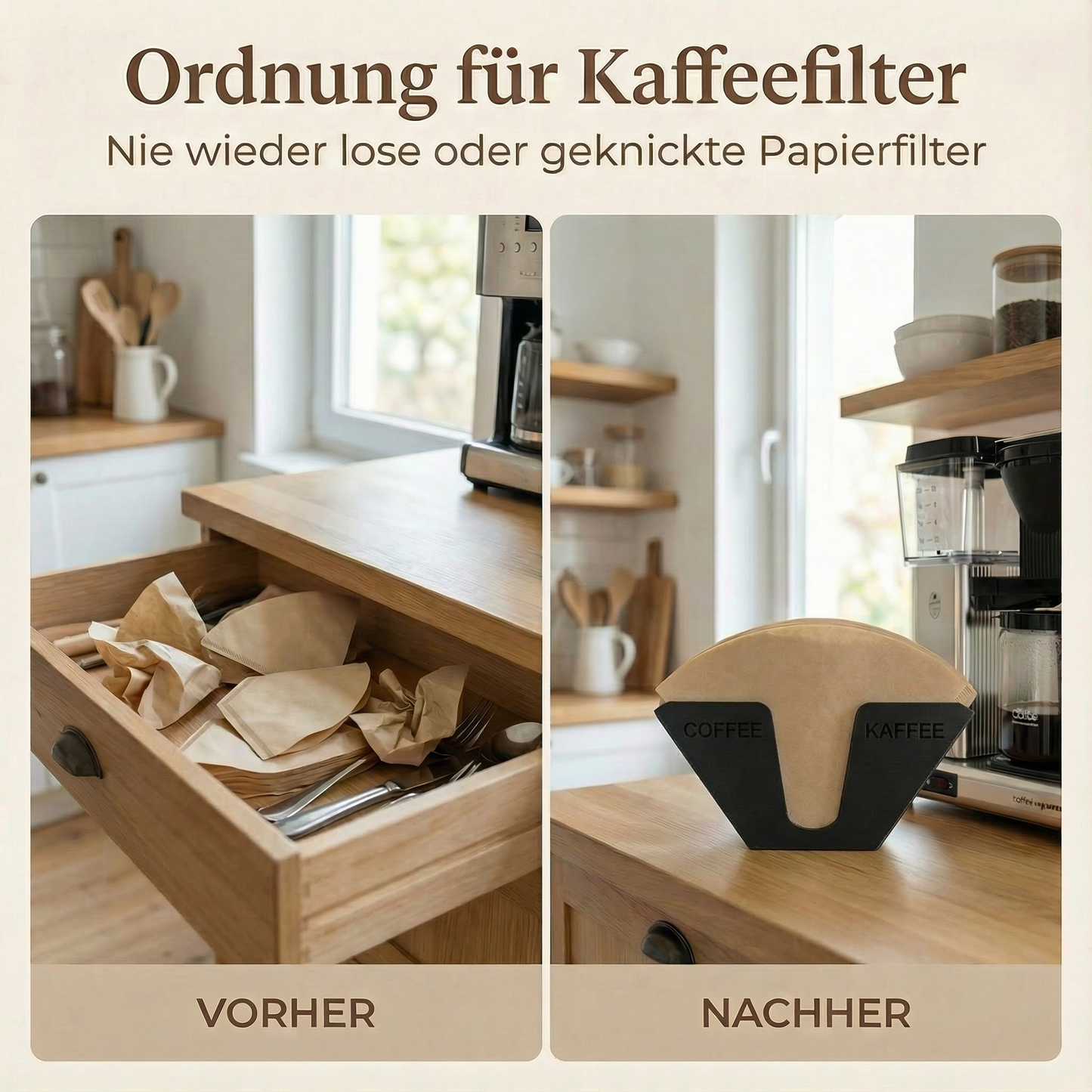Kaffeefilterhalter Ständer – Wandhalter für Kaffeefilter Aufbewahrung aus Papier | R-Satz Shop