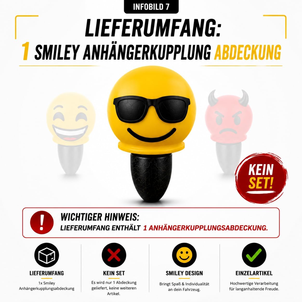 Smiley Anhängerkupplung Abdeckung – AHK Schutzkappe 50 mm