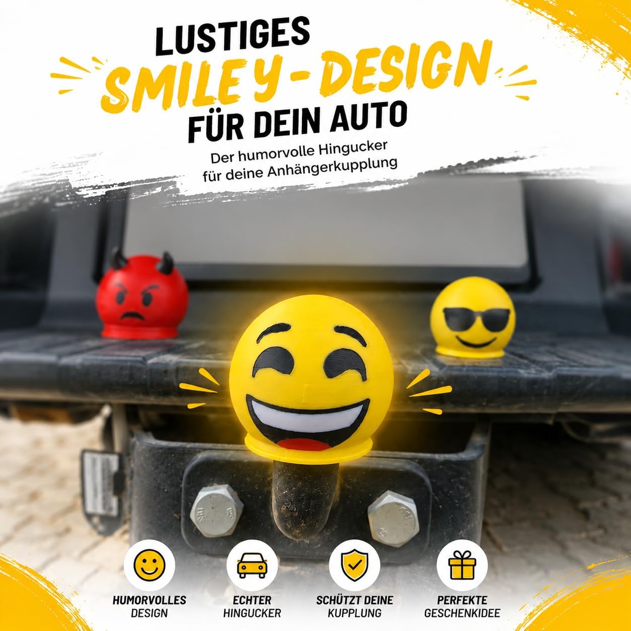 Smiley Anhängerkupplung Abdeckung – AHK Schutzkappe 50 mm