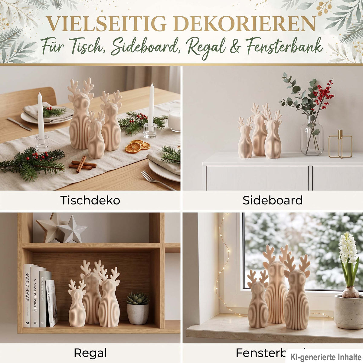 Rentier Deko 3er-Set | Scandi & Japandi Weihnachtsdeko