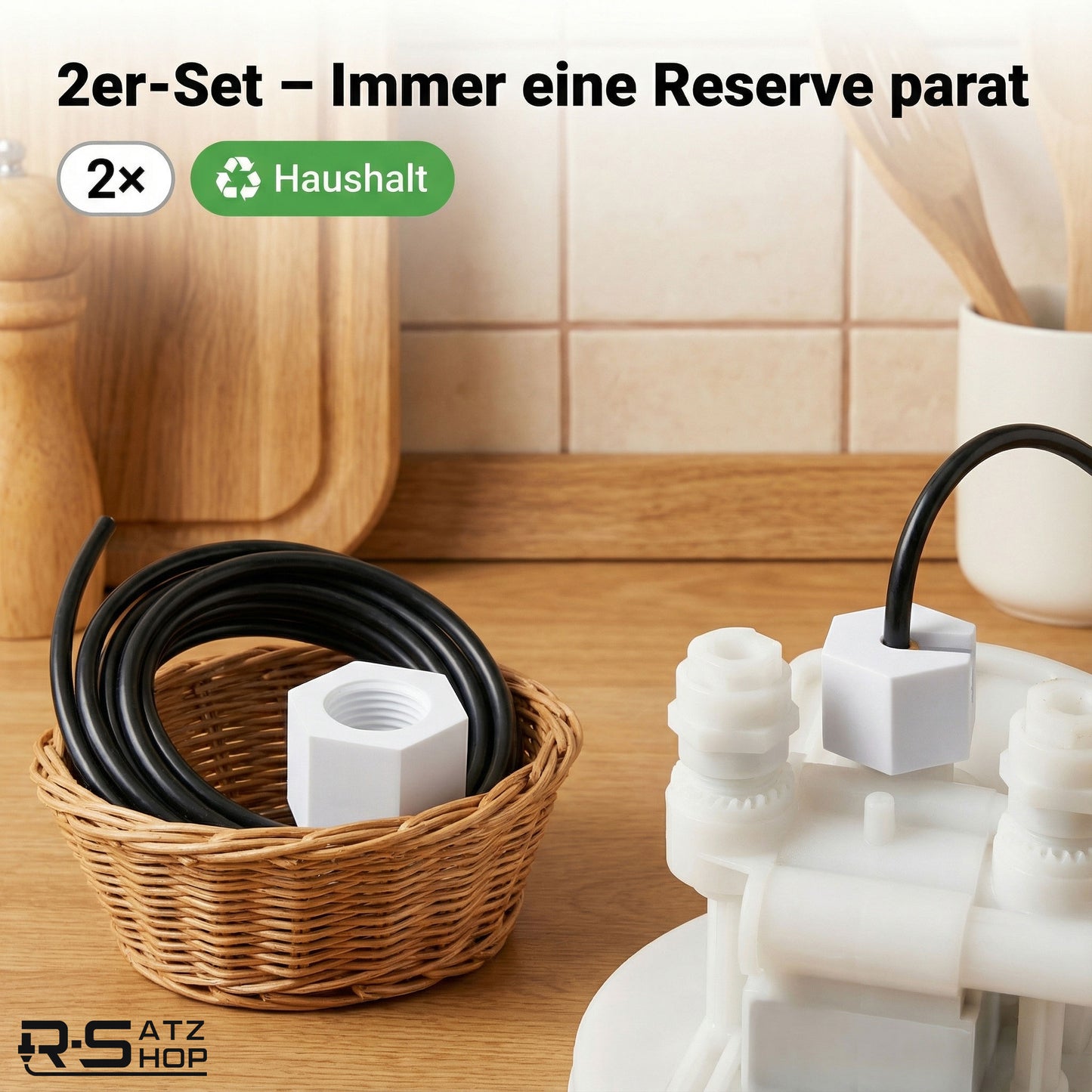 2er Set Ersatzmutter für Sodastream Crystal 1.0 & 2.0 – Verschluss Ersatzteil Weiß | R-Satz Shop
