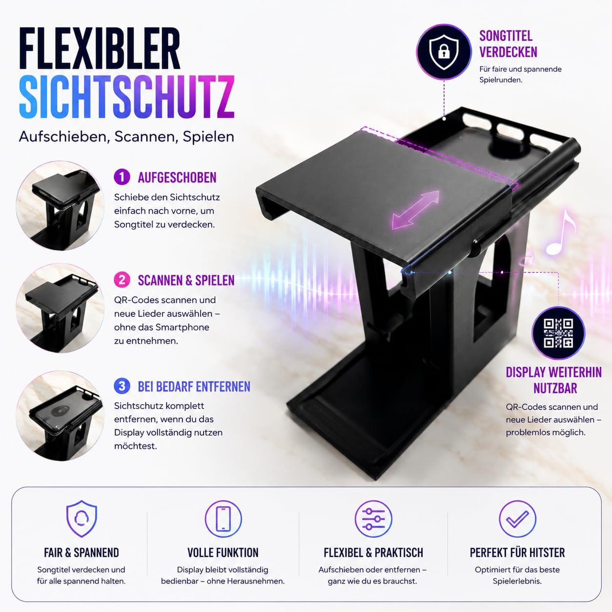 Hitster Turm – Handyhalterung & Kartenhalter passend für Hitster