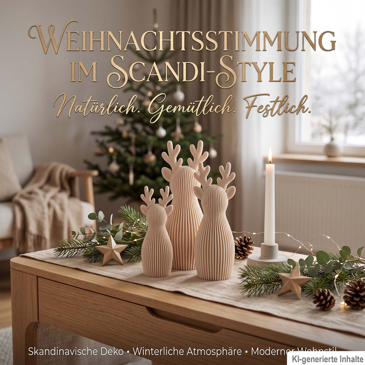 Rentier Deko 3er-Set | Scandi & Japandi Weihnachtsdeko