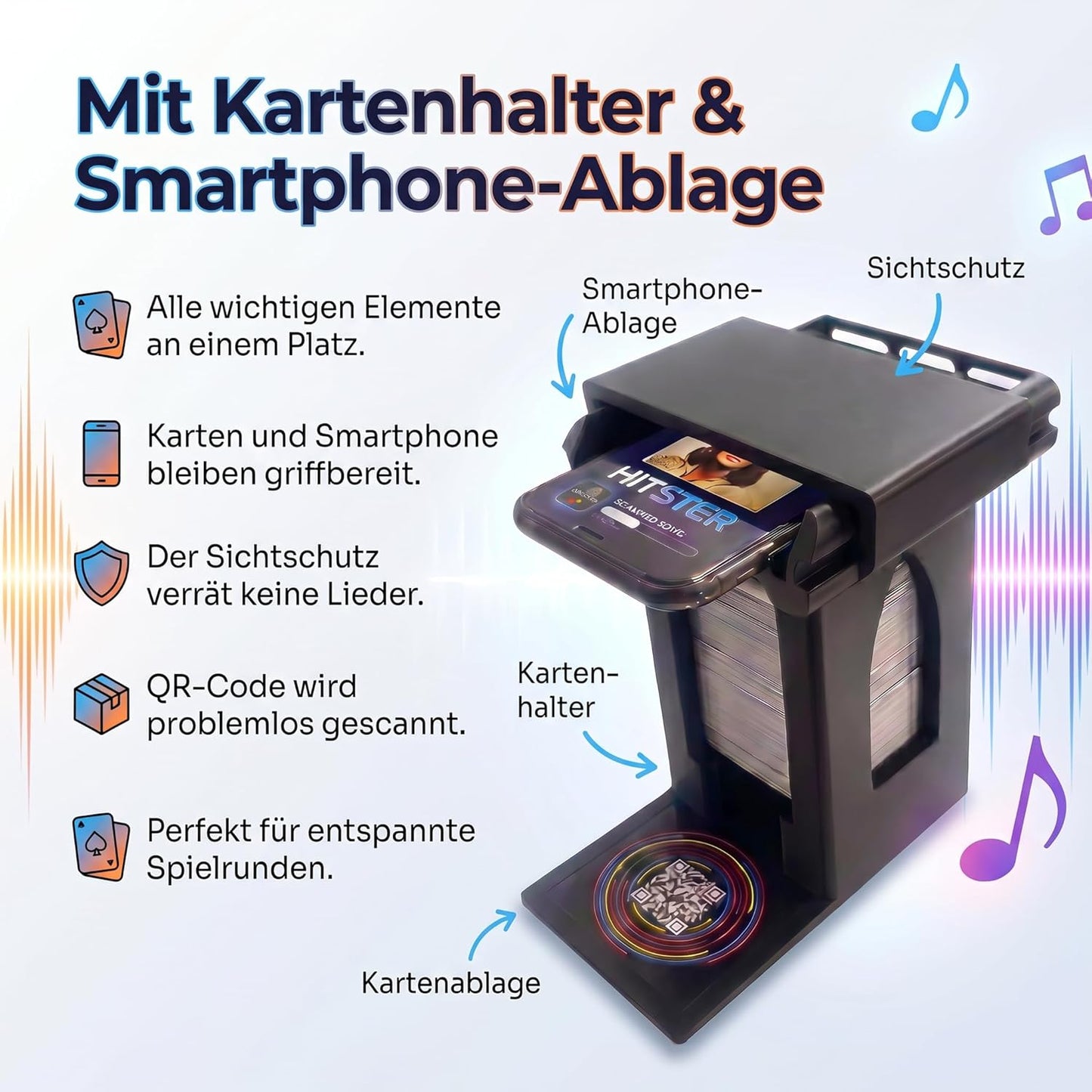Hitster Turm – Handyhalterung & Kartenhalter passend für Hitster