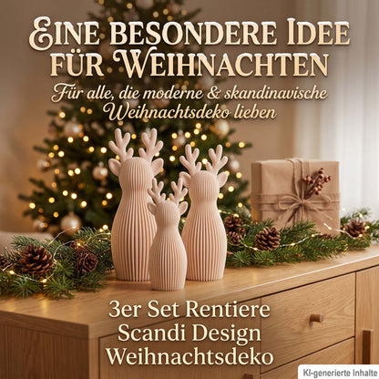 Rentier Deko 3er-Set | Scandi & Japandi Weihnachtsdeko