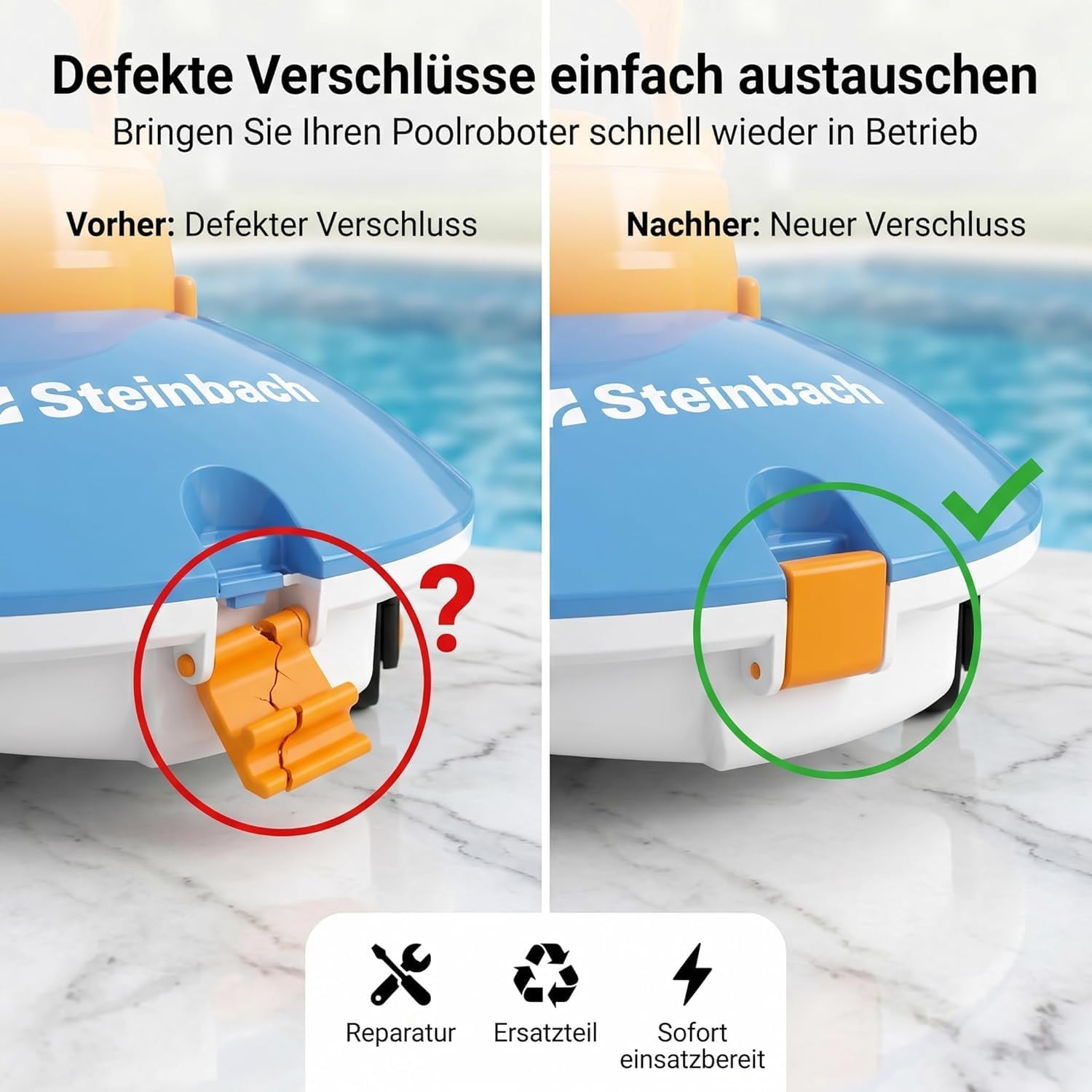 Verschlussclip kompatibel mit Steinbach Poolrunner Battery Basic 2.0