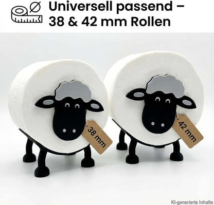 Toilettenpapierhalter Schaf für 38 und 42mm Rollen - Toilettenschaf, Toilettenpapier, Klorollenhalter, Klopapierhalter Aufbewahrung oder als Geschenk - Made by R-Satz Shop