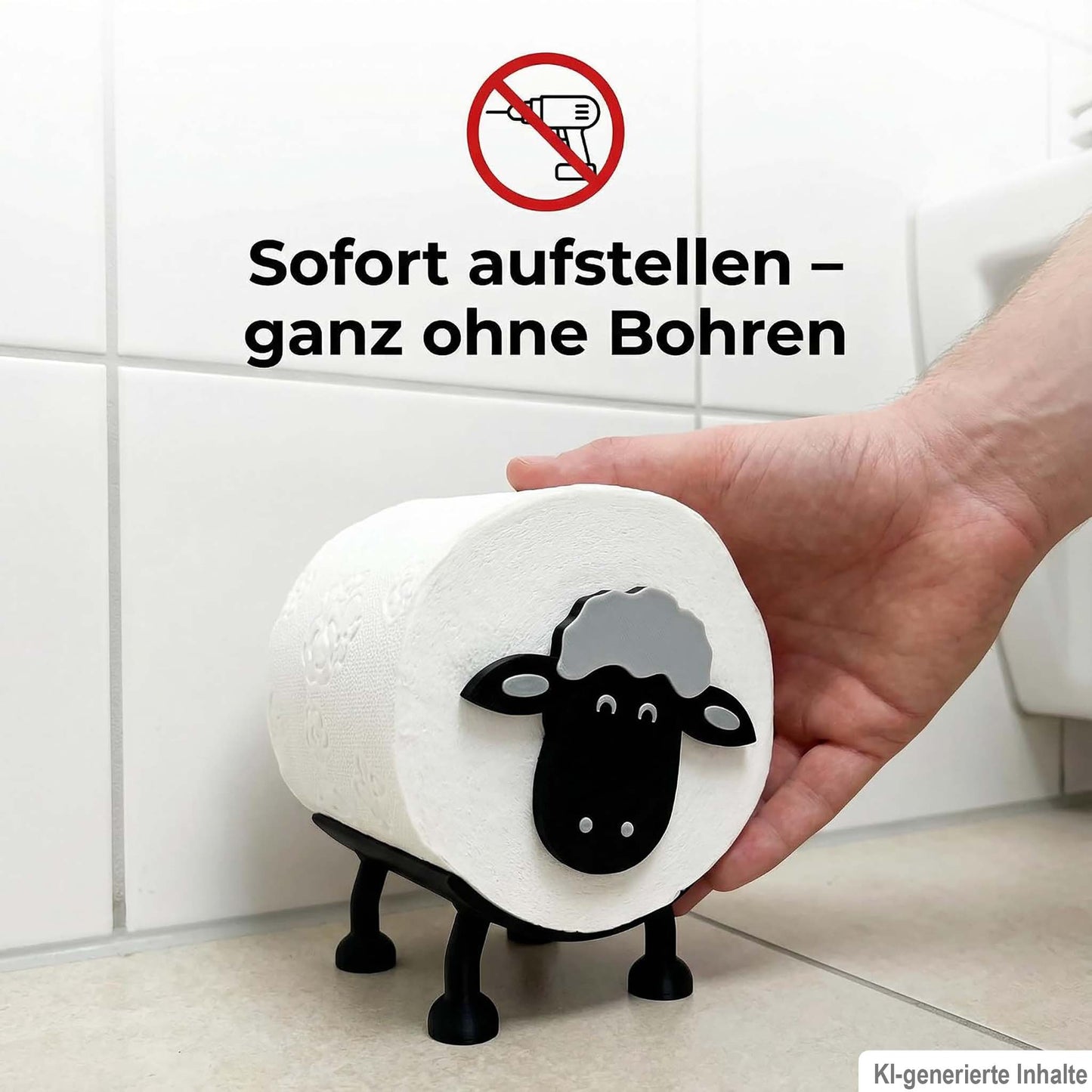 Toilettenpapierhalter Schaf (3 Stück) für 38 und 42mm Rollen - Toilettenschaf, Toilettenpapier, Klorollenhalter, Klopapierhalter Aufbewahrung oder als Geschenk - Made by R-Satz Shop